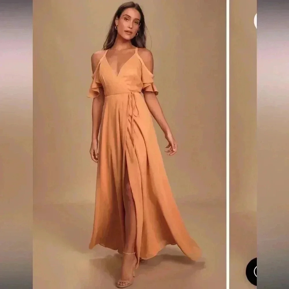 - Lu Lus sold out Easy Listening Sandstone Cold-Shoulder Wrap Dress
